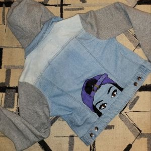 Peekaboo painted Denim Crop top Jacket